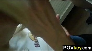 Blonde slut giving head point of view