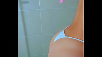 Latina college babe’s private shower toy session