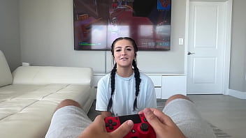 Gamer boy gets lucky creampie