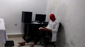 Perverted doctor masturbates after treating a cute patient