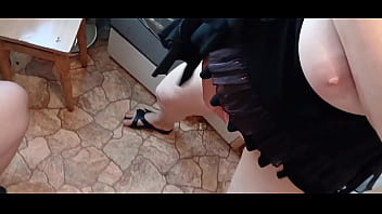 Three dorm mates masturbate their pussies in a risky way in the shared kitchen