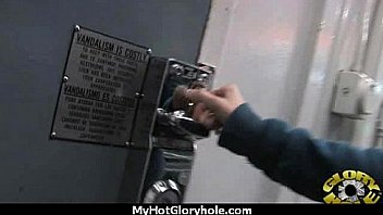 Babe sucks and fucks black cock at gloryhole 20