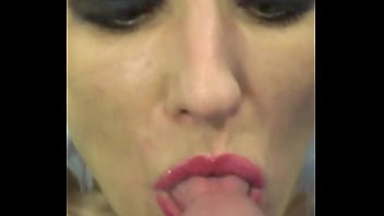 Submissive girl vilja in panda hat delivers a sloppy pov bathroom deepthroat blowjob with face fuck spit and cum drenched face