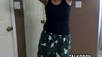 Stripping and rubbing oil on her body