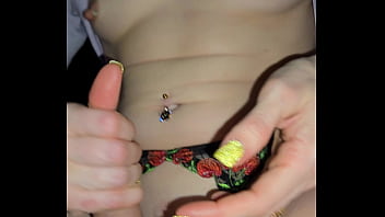 Milf jerks cock and rides huge dildo in crotchless panties