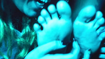 Tickling feet and pussy play with lesbian friend