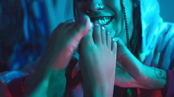 Tickling feet and pussy play with lesbian friend