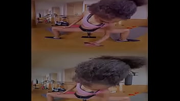 Sporty solo gym pussy penetration