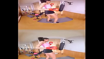 Sporty solo gym pussy penetration