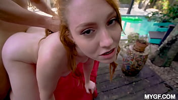 Poolside redhead