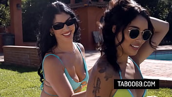 Lucky stud fucks two hot milf pussies outdoor