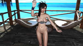 Young oiled tifa lockhart stubbornly seduces you into sex during vacation