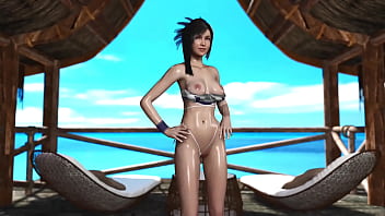 Young oiled tifa lockhart stubbornly seduces you into sex during vacation
