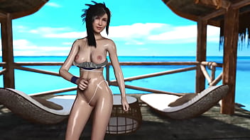 Young oiled tifa lockhart stubbornly seduces you into sex during vacation