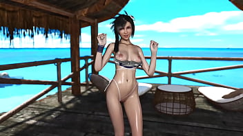 Young oiled tifa lockhart stubbornly seduces you into sex during vacation