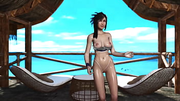 Young oiled tifa lockhart stubbornly seduces you into sex during vacation