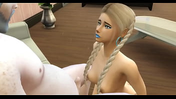 Hot blonde strokes and blows old guy