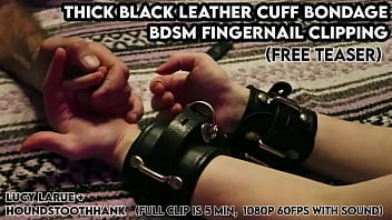 Thick black leather cuff bondage bdsm fingernail clipping Thick black leather cuff bondage bdsm fingernail clipping