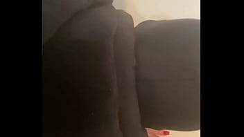 Caged & collared in black downjacket – blowjob doggy & cum finish