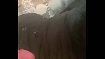 Caged & collared in black downjacket – blowjob doggy & cum finish