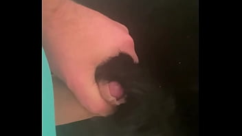 Caged & collared in black downjacket – blowjob doggy & cum finish