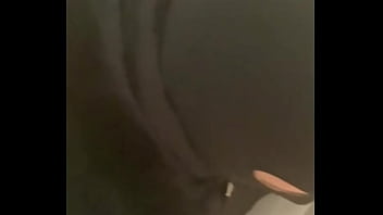 Caged & collared in black downjacket – blowjob doggy & cum finish