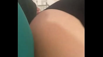 Caged & collared in black downjacket – blowjob doggy & cum finish