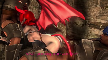 Jailed succubus fucked by knights