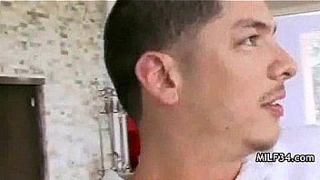 Big breated horny milf's bedroom seduction