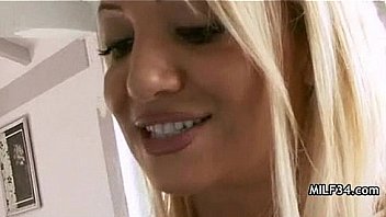 Big breated horny milf's bedroom seduction