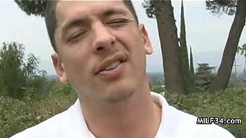 Big breated horny milf's bedroom seduction