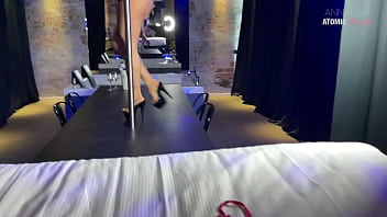 Blonde slut gets fucked in a lap dance club after her show