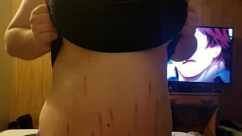 Pulling her boobs out