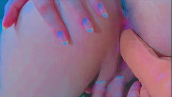 Extreme masturbation with toy dildo and real orgasm