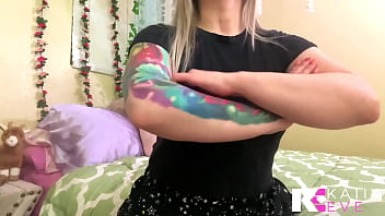 Stretching in bed leads to belly button fingering & play