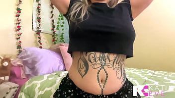 Stretching in bed leads to belly button fingering & play