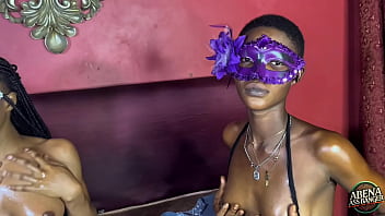 Two sexy slim teens play with themselves & each other before hardcore foursome with two big black dicks