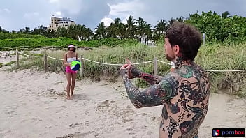 Beach football playing college sorority girls creampie threesome