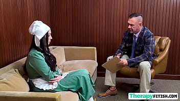 Dirty shrink takes care of her innocent amish urges with violet ray