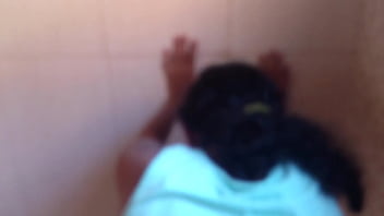 In the bathroom with the construction worker