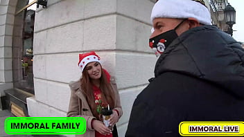 Mina von d cheating on christmas in taboo threesome – immoral family 4k