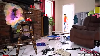 Sexy maid cleans after orgy