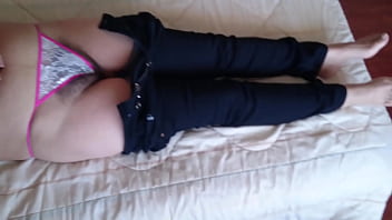 My hair comes out of my panties and they jerk off looking at me great compilation