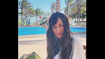 Sexy beauty girl and coconut poolside beautiful alert