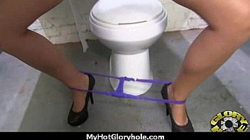 I sneak black bj as i fuck husband thrue gloryhole 30