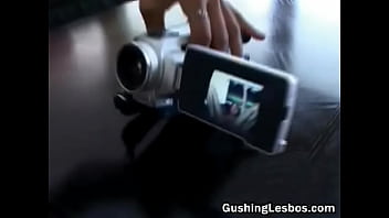 Lesbian babe filming her