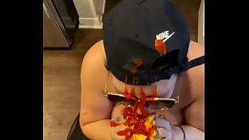 Dick gets sucked in hot dog bun