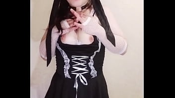 Dirty maid lammy pixel teases ahegao bounces natural tits and fucks wet pussy