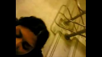 Cute girl gives a blowjob on stairs