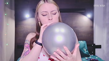Cute Brunette Turns On When She Blows And Pops Balloons It Makes Her Touch Herself And Cum Hard thumbnail